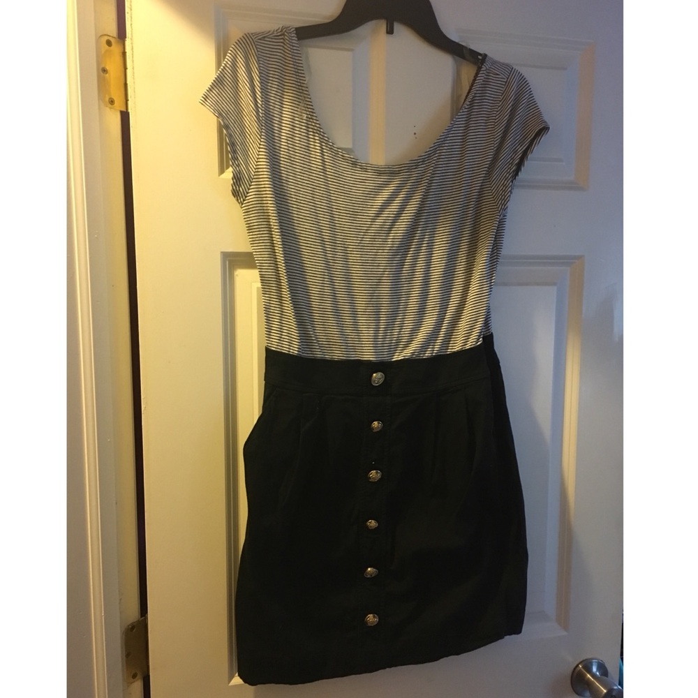 Black and white striped dress, casual